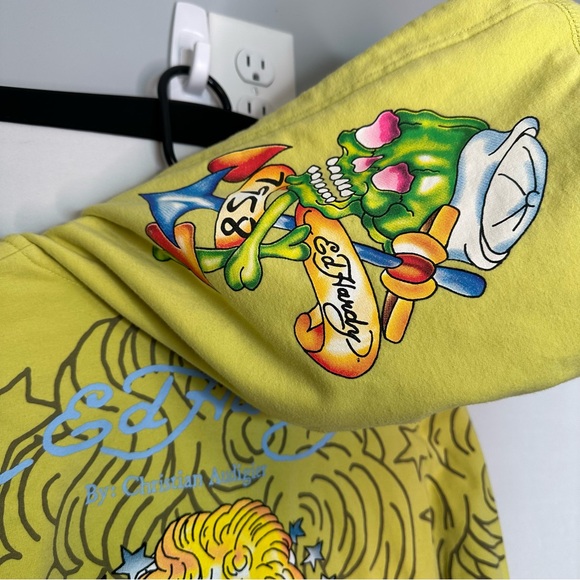 Authentic Ed Hardy by Christian Audigier yellow zip up hoodie - Picture 7 of 11